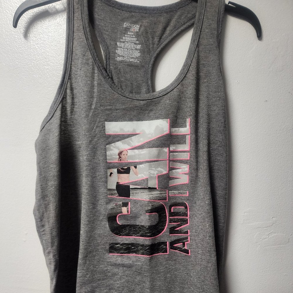 Danskin Now Loose Grey Racerback Tank Top XL16-18 Running Exercise